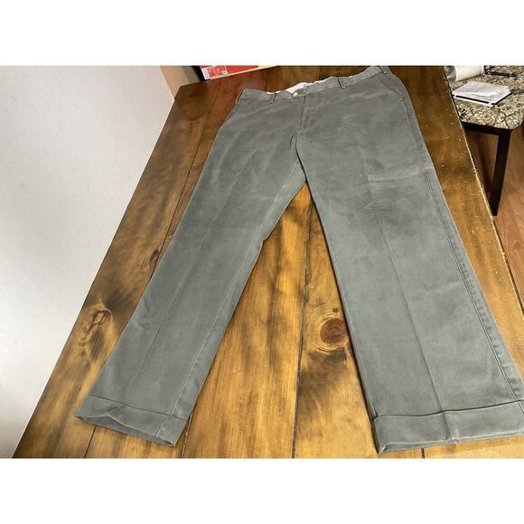 Peter Millar Pants Mens Size 36 Gray Pima Cotton Flat Front Cuffed Straight Leg - Picture 1 of 10